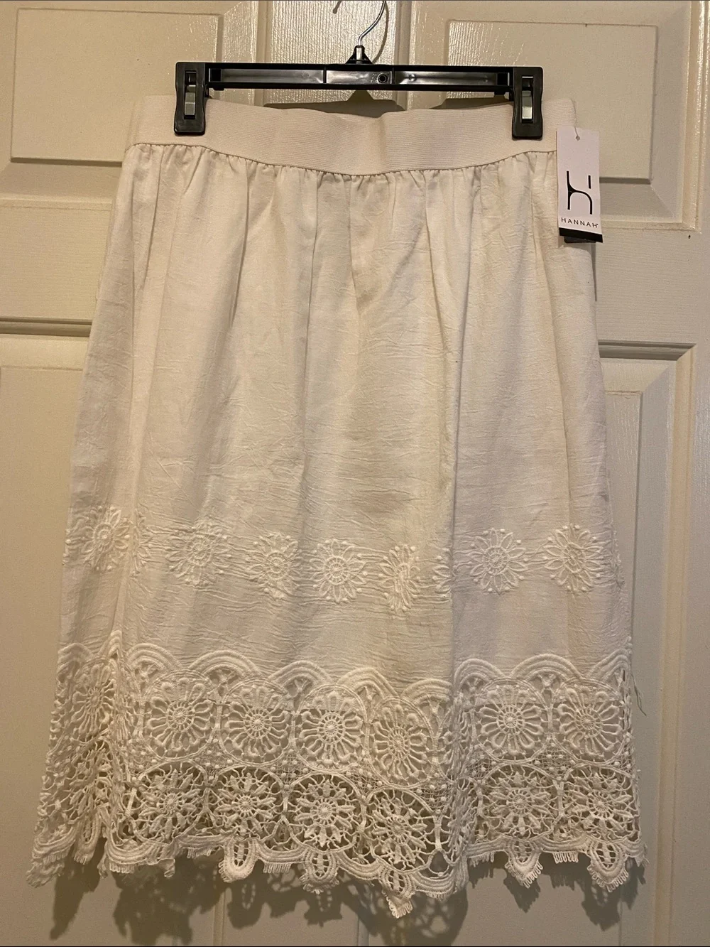 Hannah Cream Crochet-Hem Midi Skirt - Picture 1 of 3